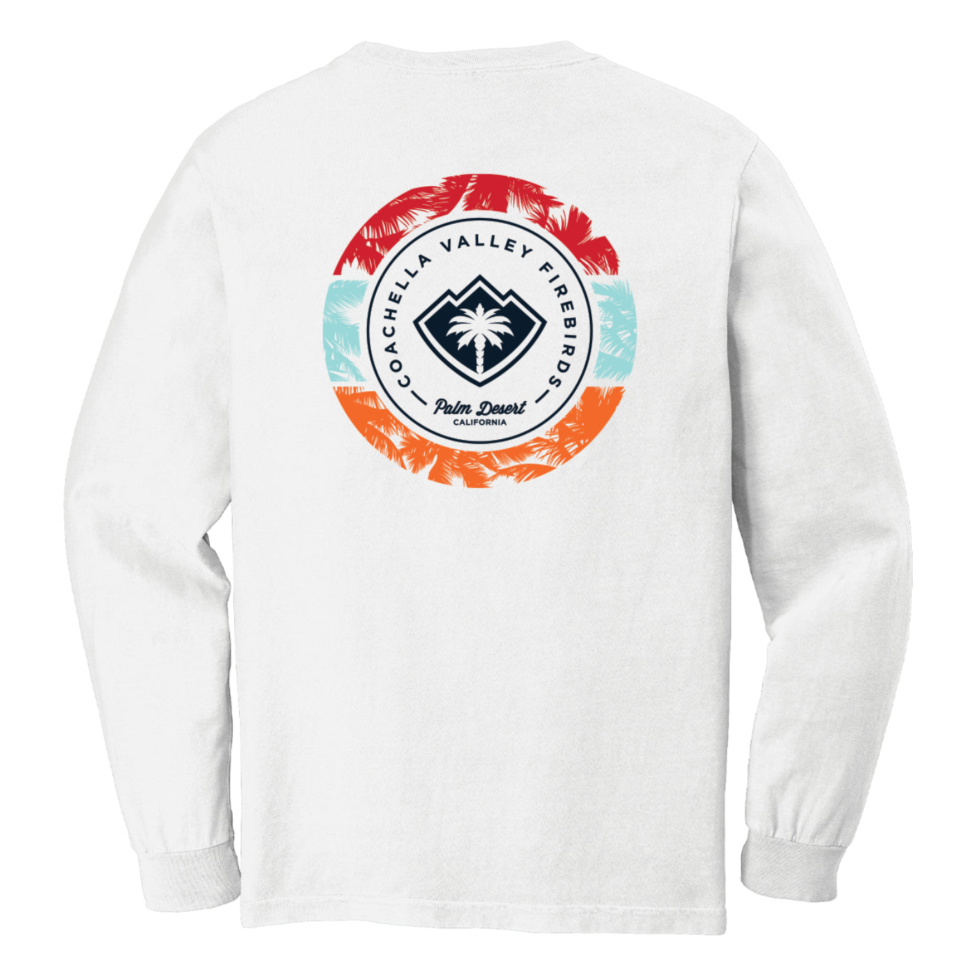 Coachella Valley Firebirds Palm Print Comfort White Long Sleeve Tee