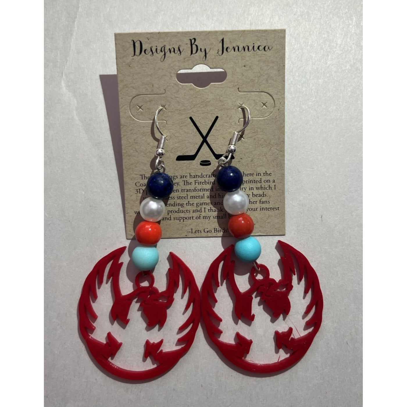 Coachella Valley Firebirds 3D Primary Logo Red Earrings