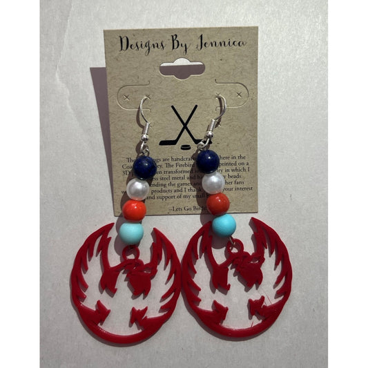 Coachella Valley Firebirds 3D Primary Earrings Red