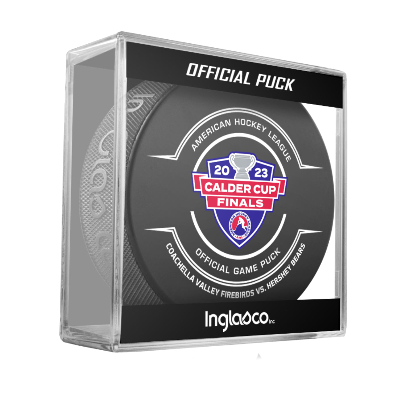 Coachella Valley Firebirds Calder Cup Official Puck in Cube