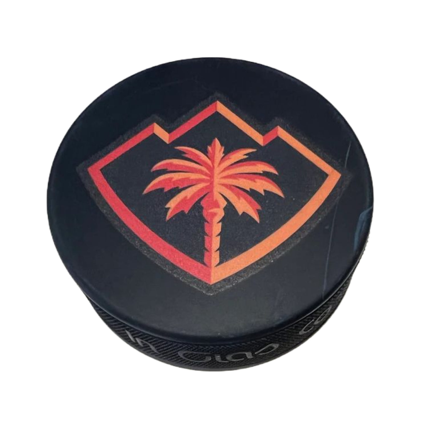 Coachella Valley Firebirds Palm Tree Design Black Puck