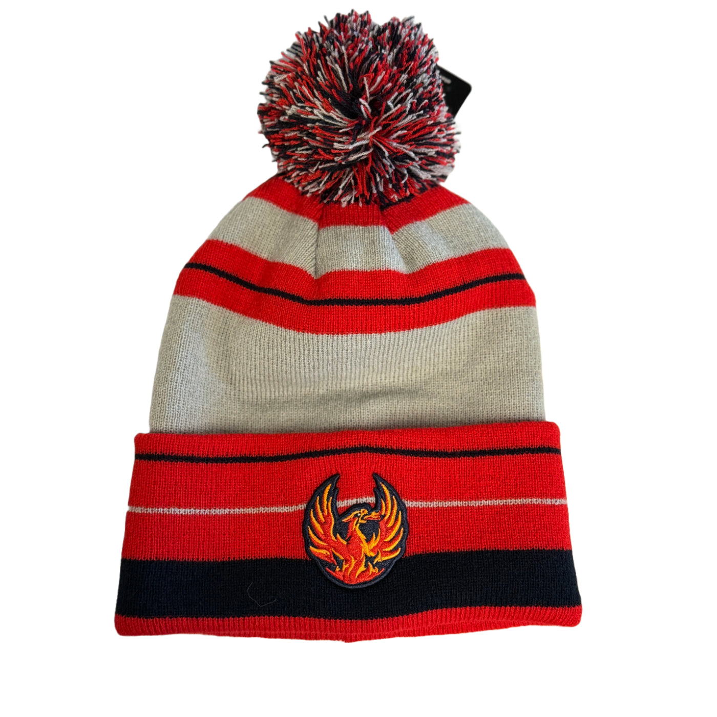 Coachella Valley Firebirds Primary Red Grey Pom Beanie