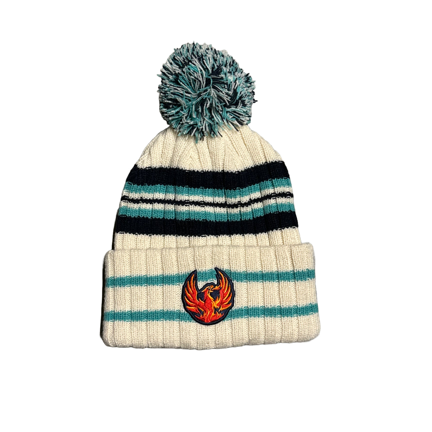 Coachella Valley Firebirds Primary Cream Ice Blue Pom Beanie