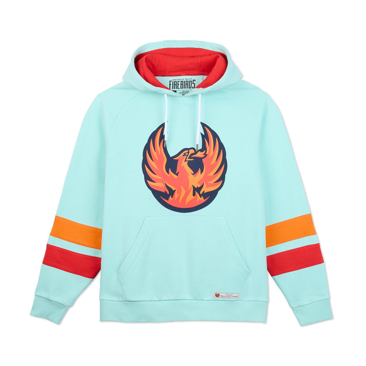 Coachella Valley Firebirds Primary Stripes Ice Blue Hoodie