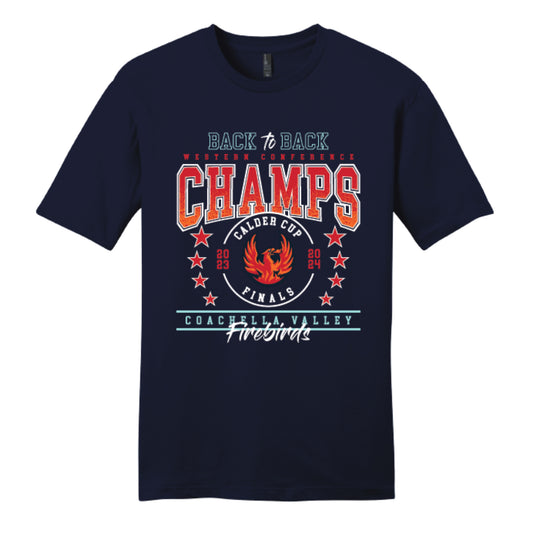 Coachella Valley Firebirds VGHC 2024 West Conference Champs Navy Tee