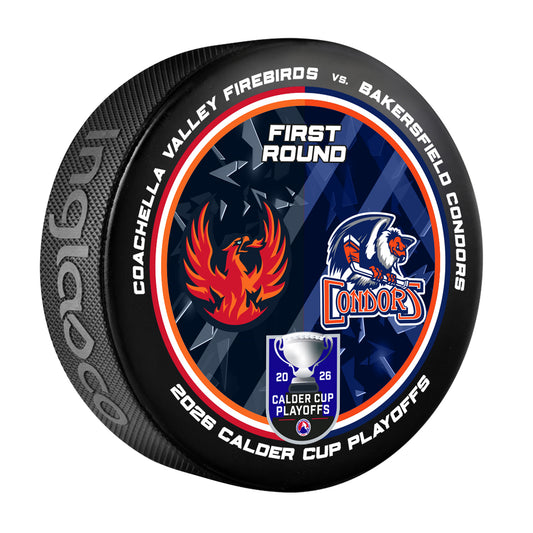 Coachella Valley Firebirds 2026 CVF vs BAK Playoffs Matchup Puck