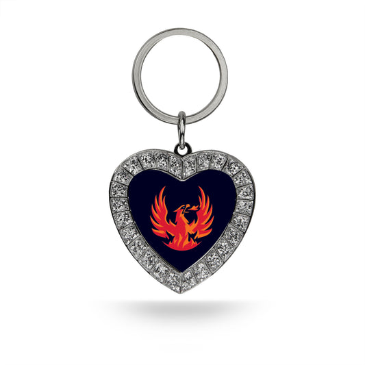 Coachella Valley Firebirds Rhinestone Heart Keychain