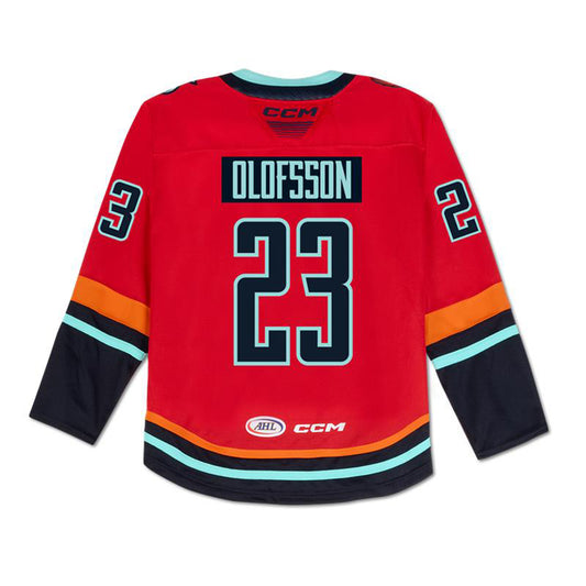 Coachella Valley Firebirds Gustav Olofsson CCM Red Alert Jersey